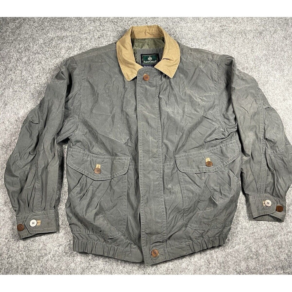 Rainforest Windbreaker‎ Jacket Mens Medium Gray Lined Microfiber Outdoors Travel
